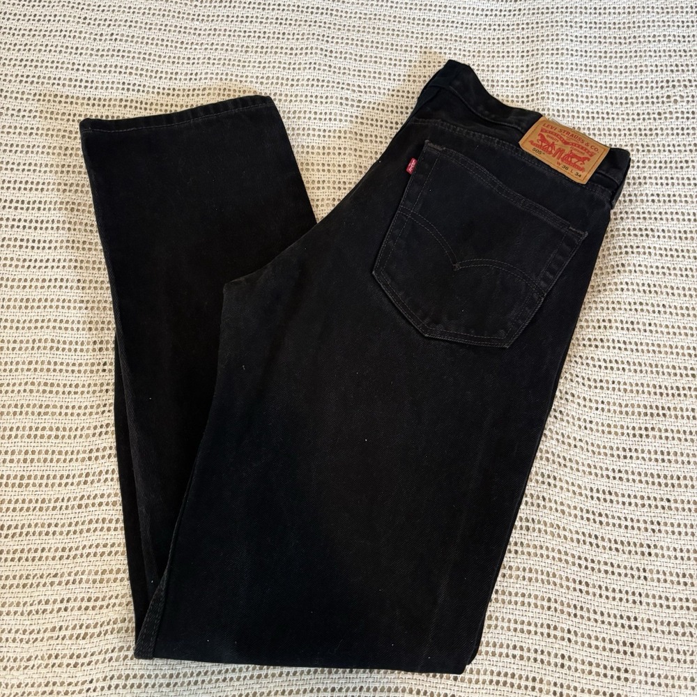 Levi's 505 Jeans Men's 36x34 Black Denim Relaxed Fit Straight Leg Y2K Vintage